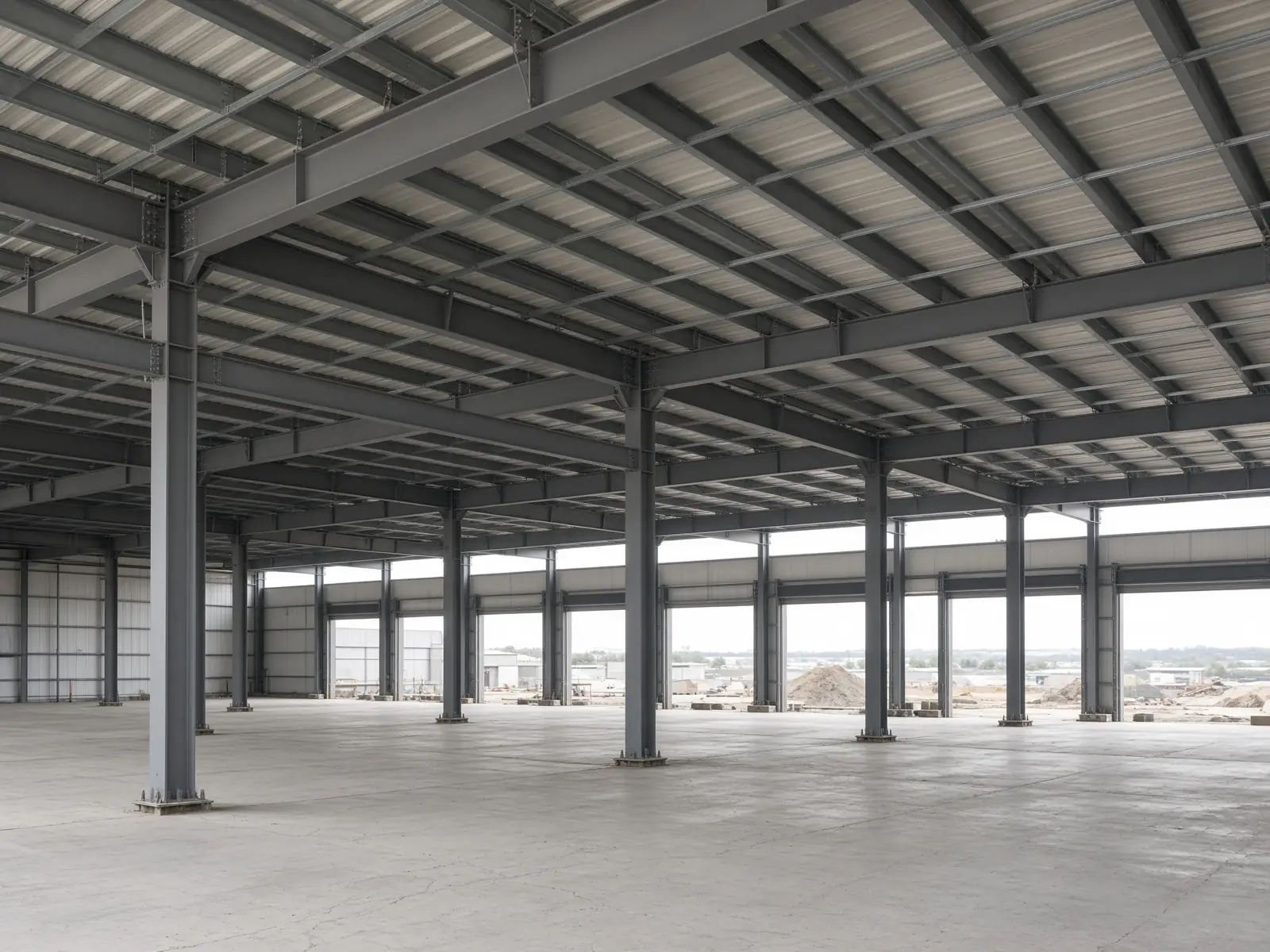 Commercial clear-span structural steel interior