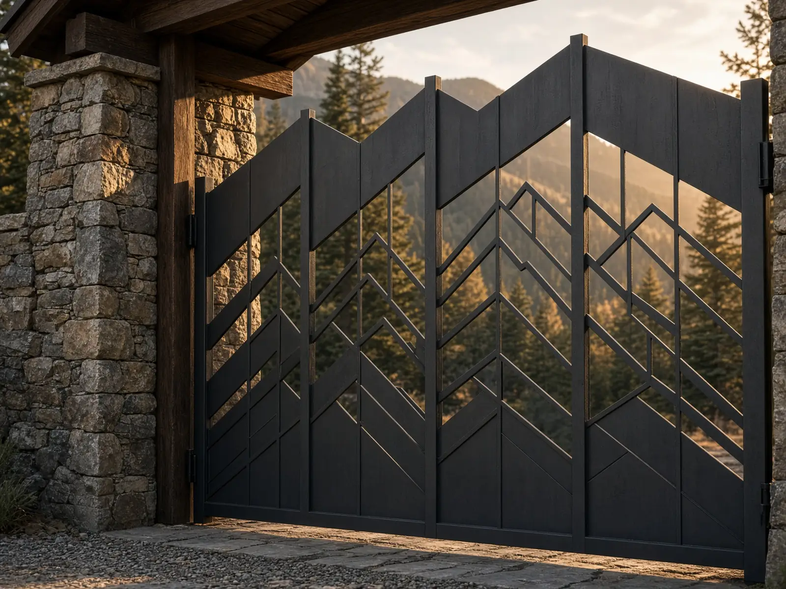 Custom ornamental steel driveway gate